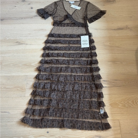 Never Fully Dressed Animal print Sheath Dress with Flutter Sleeves - Picture 6 of 7